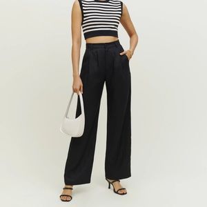 Reformation linen Vesta pant petite in black